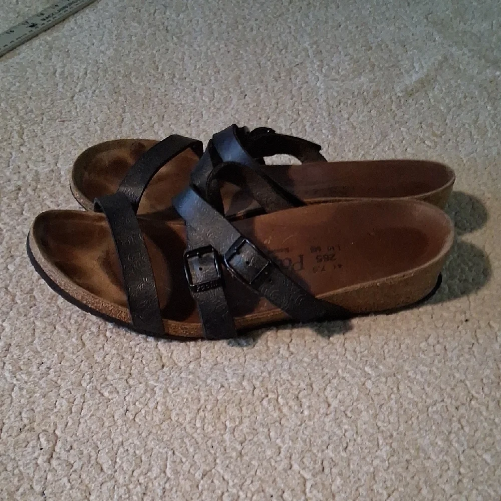 Papillio By Birkenstock Dark Black & Brown Buckle Sandals